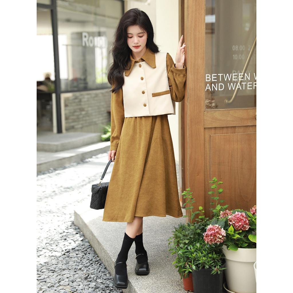Baju Lengan Panjang Wanita, Baju Rompi Gaya Korea Pinggang Tinggi, Setelan Lengan Panjang, Baju Wani