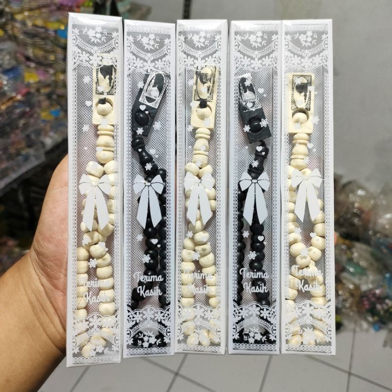 1 pack 50 pcs Souvenir Pernikahan Tasbih Kayu Mika Corak Souvenir Pernikahan Unik Souvenir Ultah sov