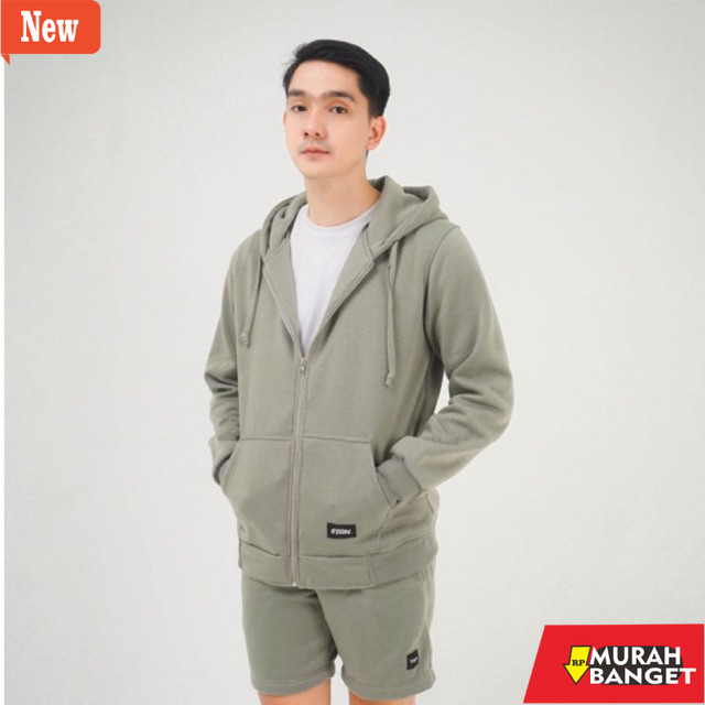 Jaket terbaru yg lagi viral- Steigen Zipper Hoodie Fleece Sage