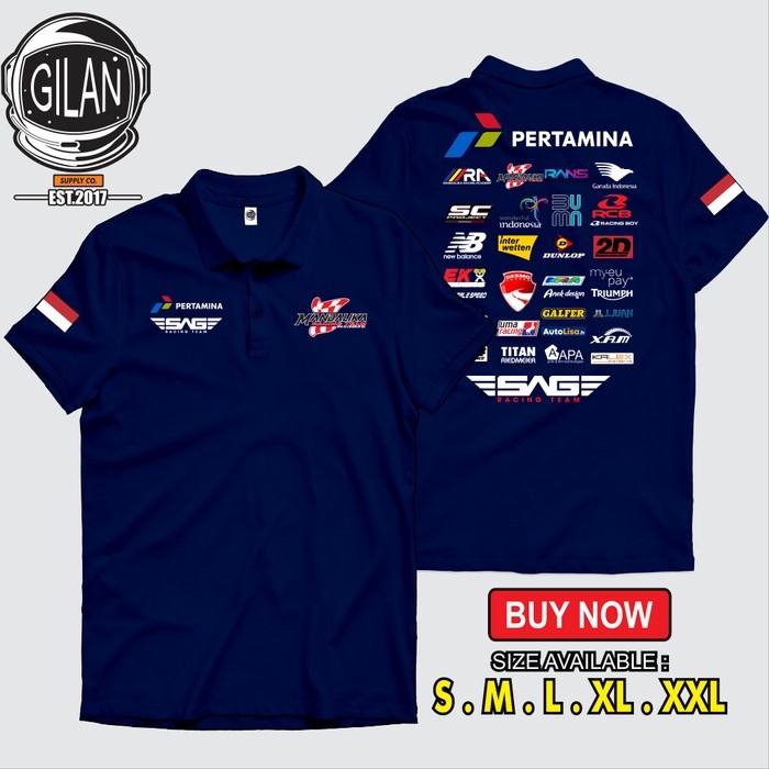 GILAN Polo Shirt Pertamina Mandalika Premium Sponsor Pada Motor SAG Racing Team Original circuit