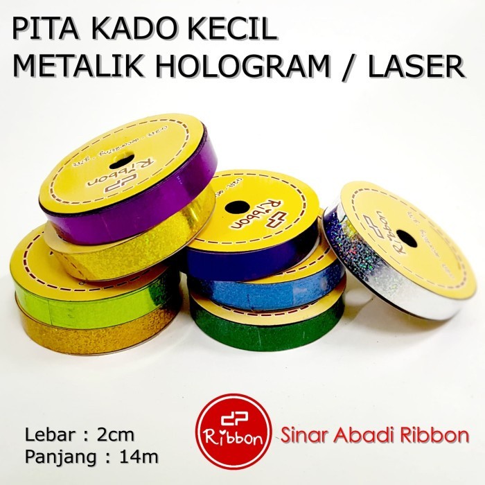 

1 Roll Pita Kado Jepang METALIK HOLOGRAM LASER Jepang/Plastik/Kertas RIBBON 2cm 3/4