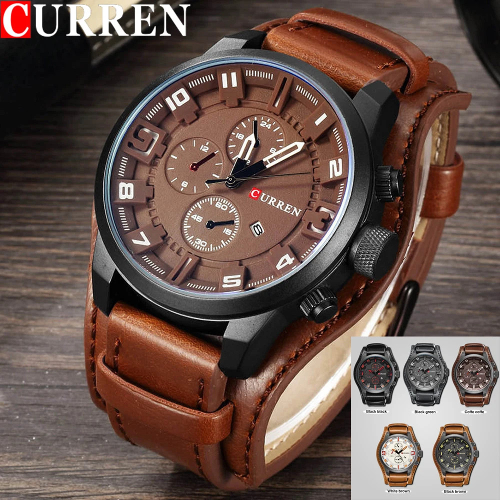 Jam Tangan Pria Kulit Anti Air Original Curren Dengan Tanggal Water Resistence Arloji Cowok Analog C