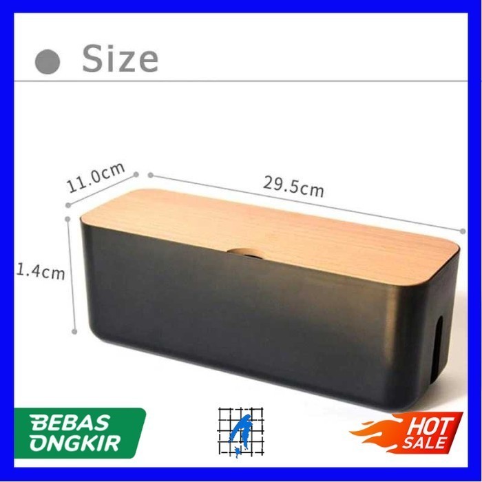 Kotak Kayu Cable Organizer Box Power Storage Kabel Charger