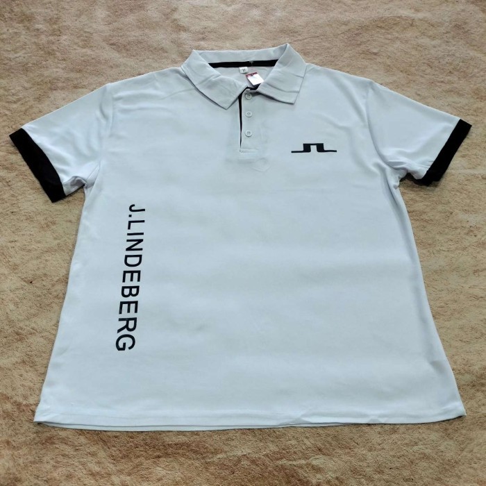 kaos polo pria putih JL J LINDEBERG kaos golf pria casual polo shirt size L