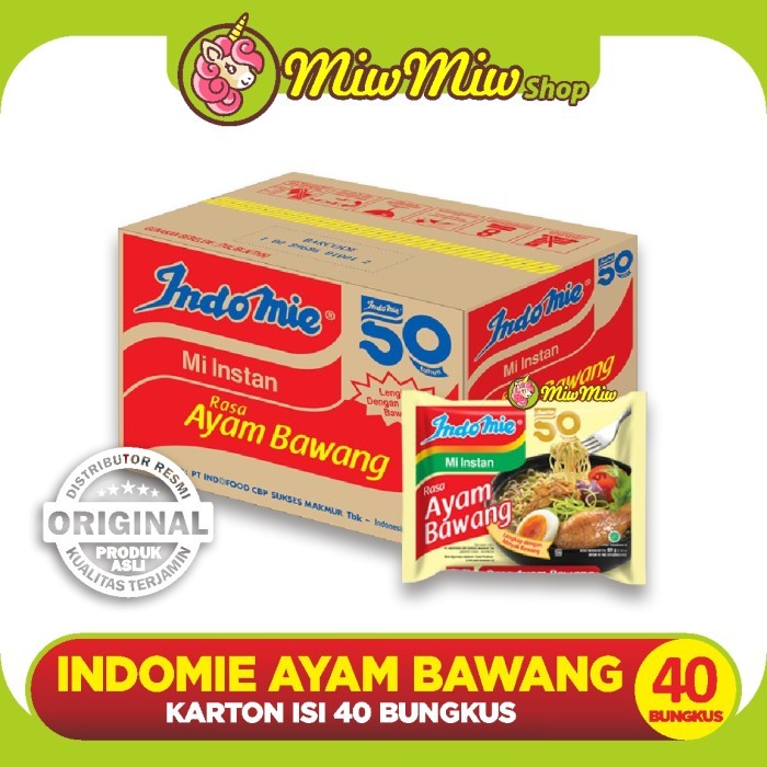 

INDOMIE - Mie Instant / Mi Instan (Grosir) Karton/ Dus isi 40 Bungkus - AYAM BAWANG
