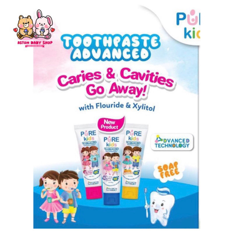 Pure Kids Toothpaste Advanced With Fluoride & Xylitol Odol Pasta Gigi Anak