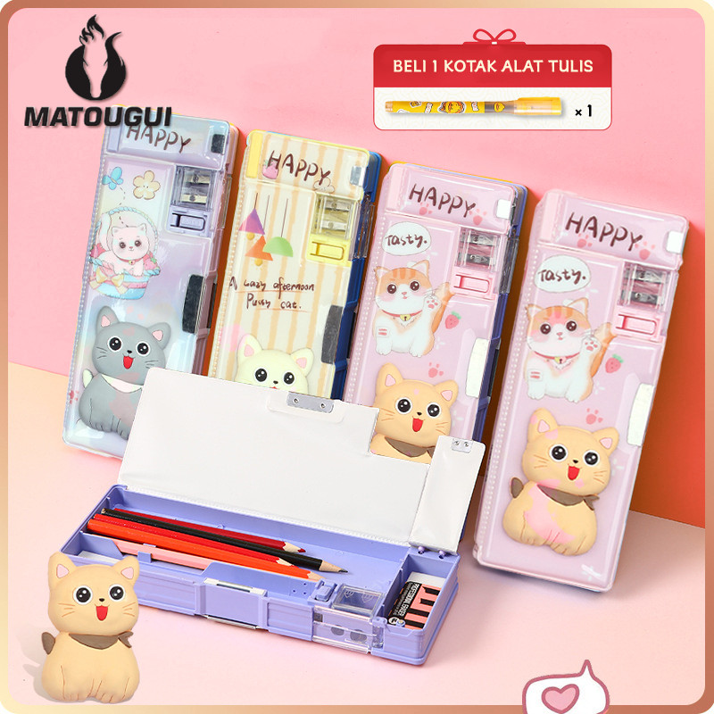 

Matougui Kotak Pensil Magnet SQUISHY Desain 3D bantuan kartun kucing lucu/Tempat pensil multifungsi
