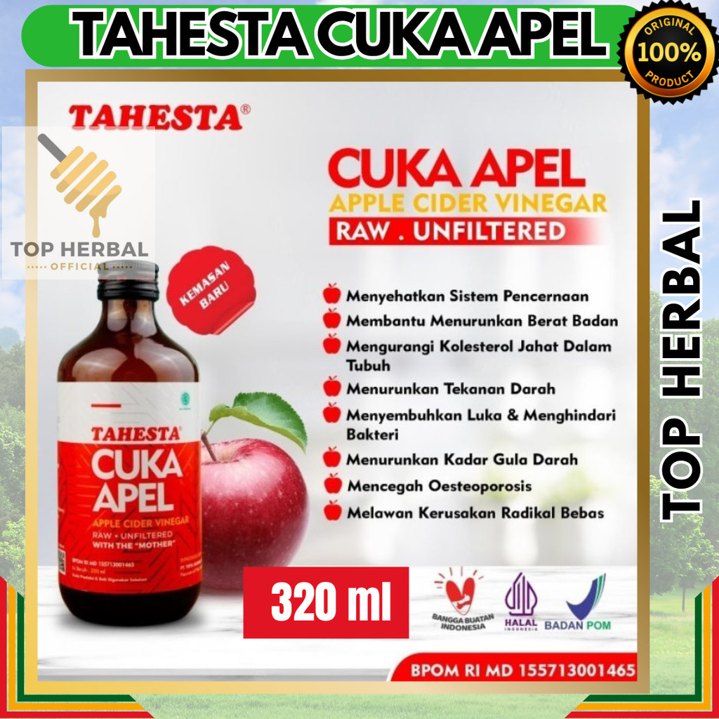 TAHESTA CUKA APEL 320ML - Asli Original 100% - Cuka Apel Asli Original - Toner Cuka Apel - Asli Cuka