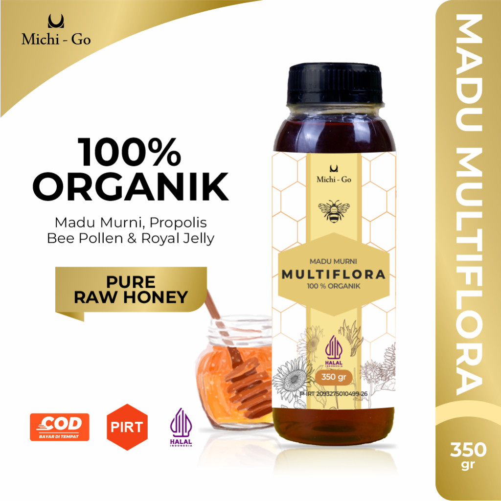 MICHIGO - Madu Murni Multiflora Super 500 gr - Natural Raw Honey - Nectar Multiflora Madu Asli Tanpa