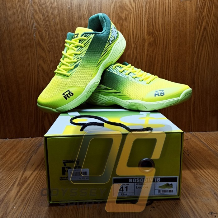 Sepatu Badminton RS ROSOBIN 16 (Lime) 100% ORIGINAL - 40