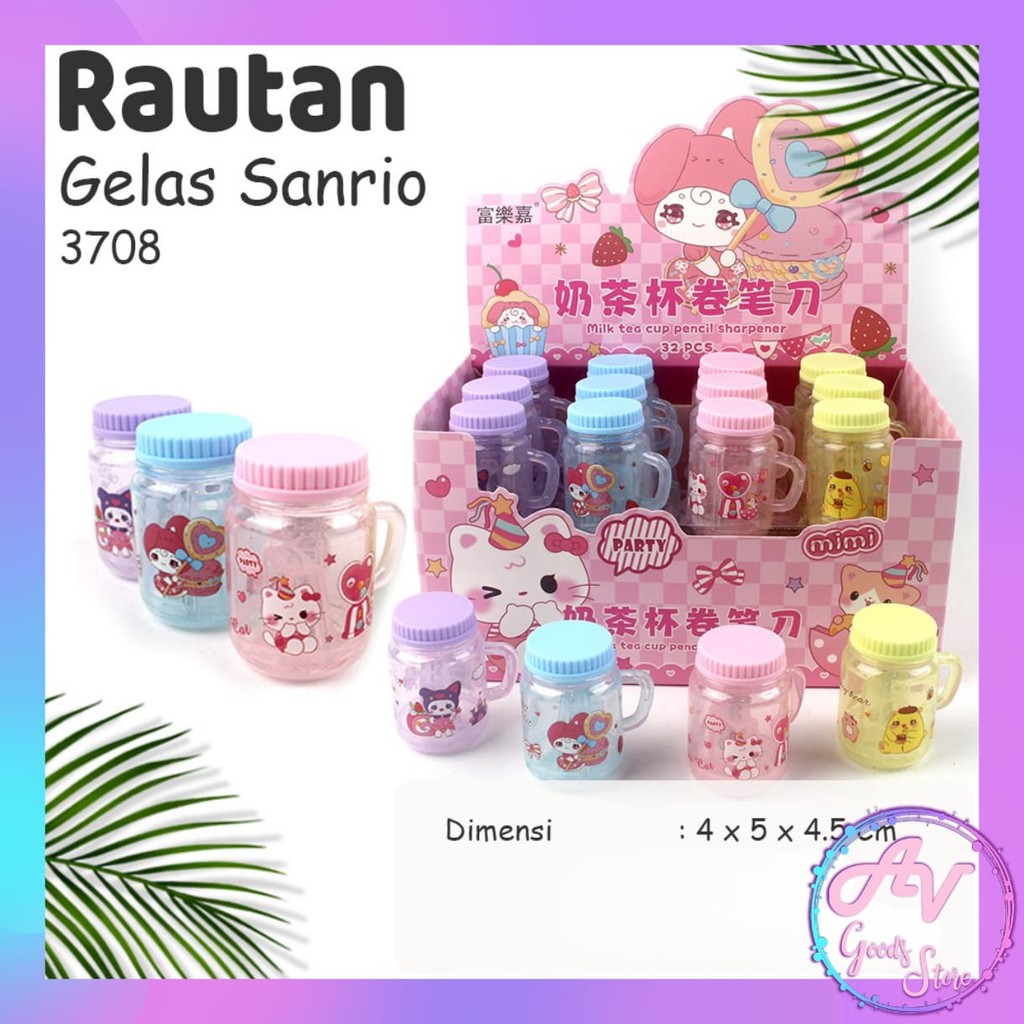 

Rautan GELAS CUP Transparant Tutup Karakter Sans 3708 / Serutan Pensil Karakter Fancy / Rautan Lucu