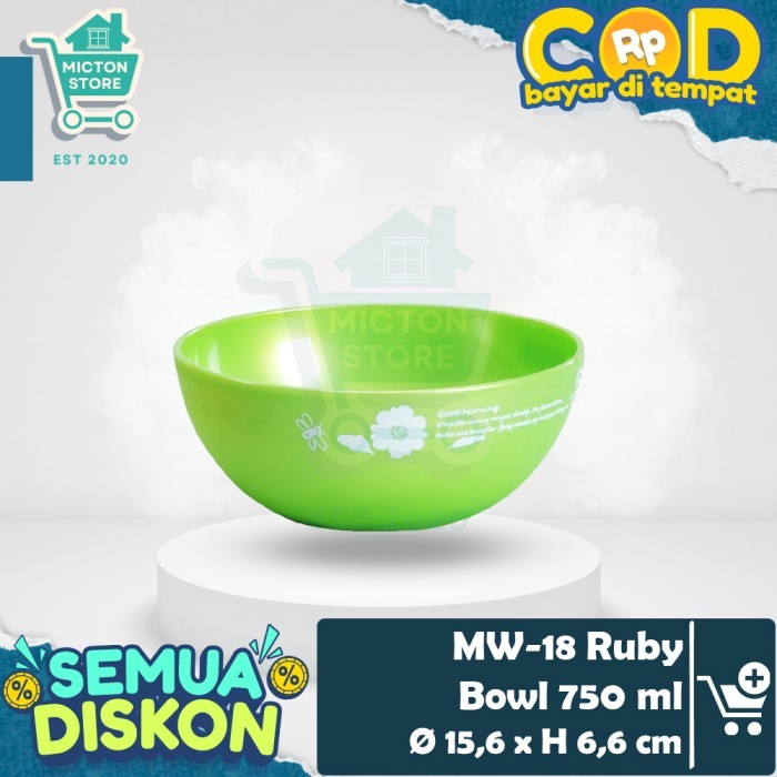 MICTON Lion Star MW-18 Ruby Bowl 750 ml Mangkok Makan Mangkuk Gelas Es Buah Salad Es Krim Scoop Kuah