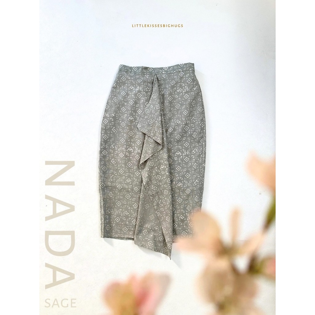 Littlekisses: Nada Skirt Sage (Rok Batik Midi Anak 2-12 Tahun & Dewasa)