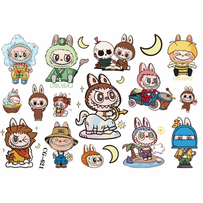 J2 - Stiker tattoo Labubu temporary Sticker tato capy lucu