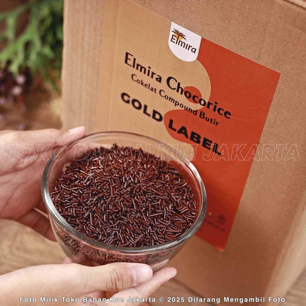 

Elmira Cokelat Compound Butir Mesis 500gr Chocorice GOLD LABEL Coklat Topping Meses Premium Bahan Kue Toko Bahan Kue Jakarta Chocolate Meises Elmira