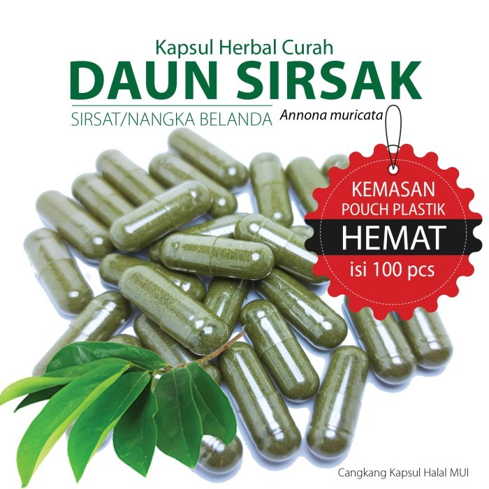 

DAUN SIRSAK Kapsul Herbal Kemasan Hemat - isi 100 pcs