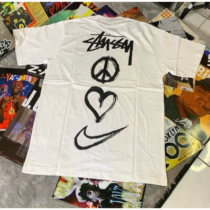 【COD】KAOS T-Shirt STUSSY X NIKE Bahan Tebal Cotton Combed 24s baju distro lembut