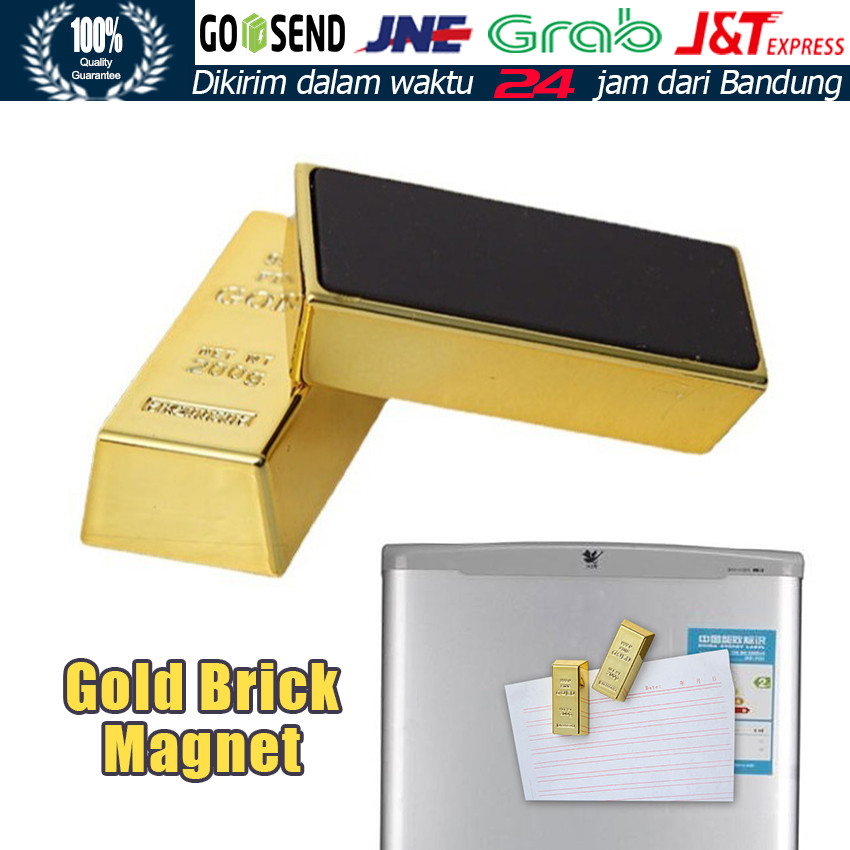 Stiker Kulkas Gold / Emas Batangan Palsu Magnet Lucu 3D Kreatif Tempelan / Stiker Kulkas Emas Batang