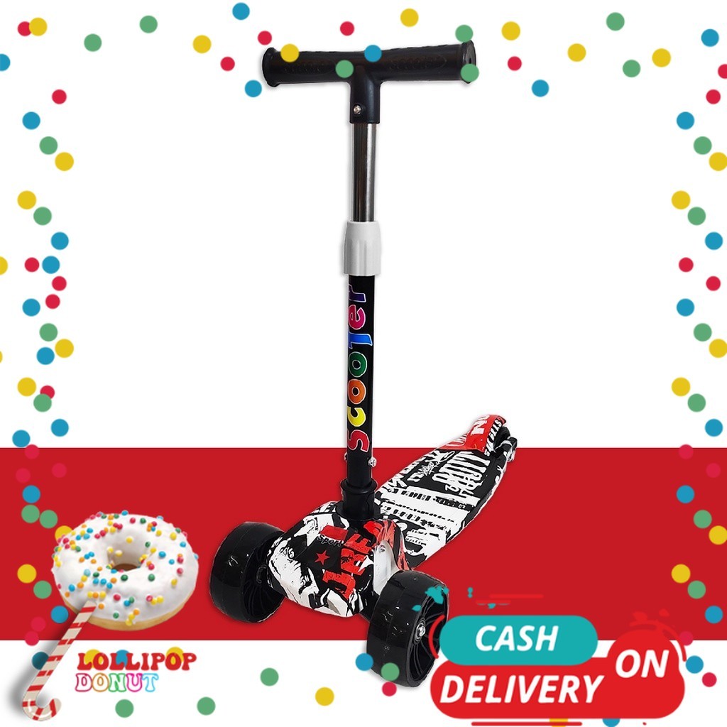 Mainan Skuter Anak Karakter Scooter Roda 3 Otoped Anak Bisa Dilipat Injak Mainan Outdoor Kickboard S