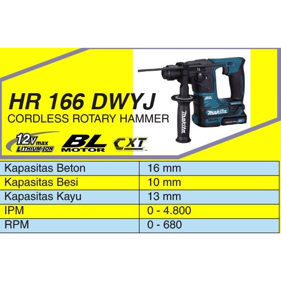 MAKITA HR 166 DWYJ BOR TEMBOK BATERAI
