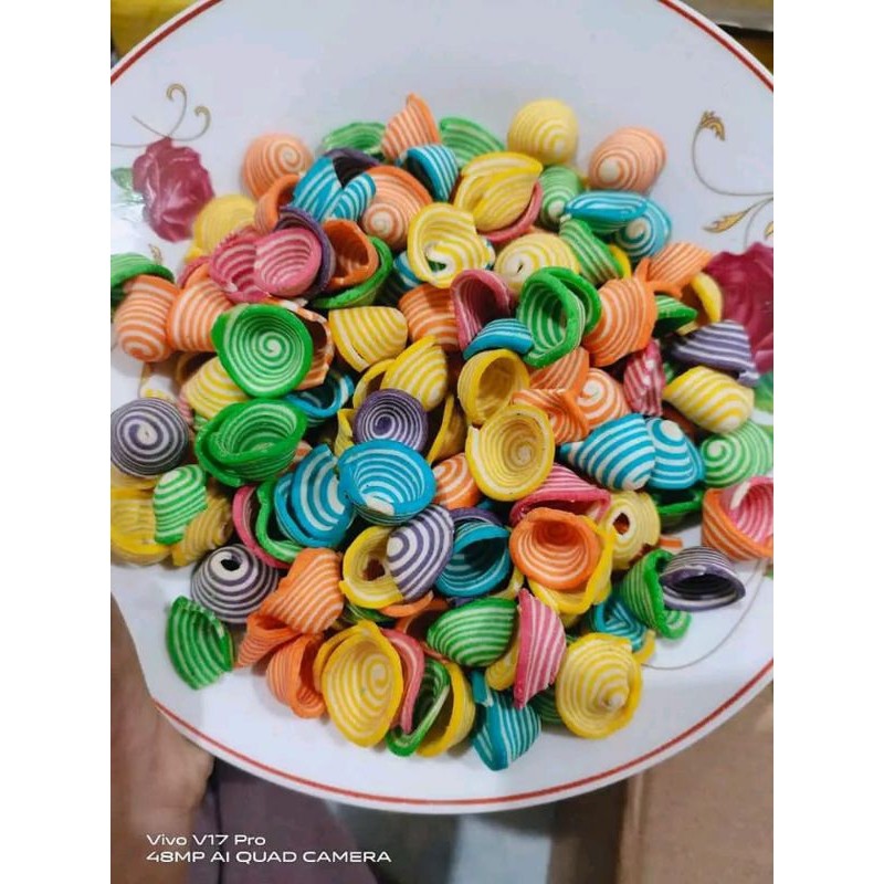 

Snack jajanan Kuping Gajah Mini Rainbow repack Kemasan 250 gram
