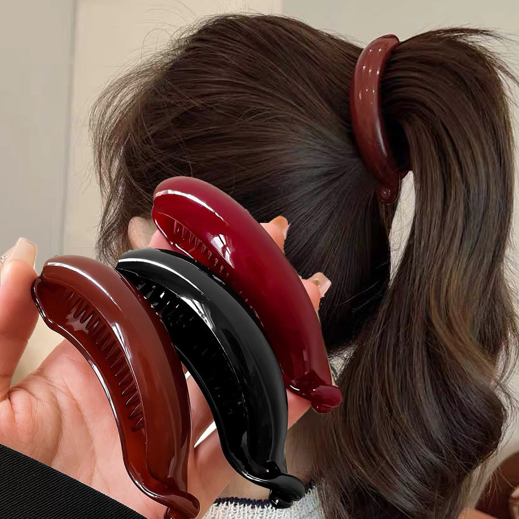 

Jelly Color Banana Clip Hair Claw Ponytail Buckle Ponytail Holders Hairpins Barrettes Women Girls Barrettes Hair Accessories
