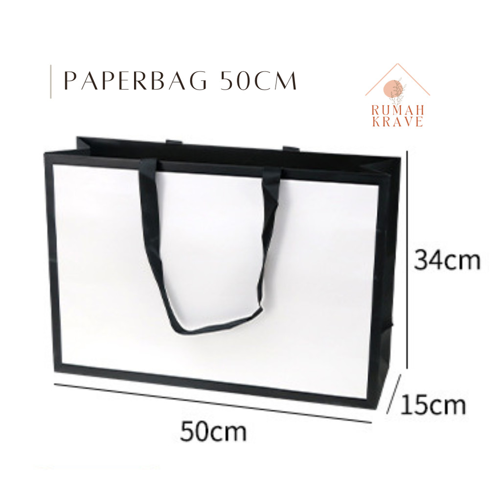 

RUMAH KRAVE - Paperbag 50cm Putih List Hitam Tas Souvenir Besar