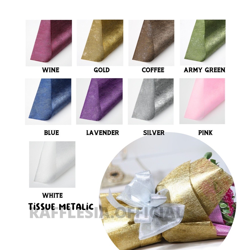 

[1 LEMBAR] Metallic Carang Tissue LEMBARAN (60 x 60 cm) Kertas Bunga Wrapping Paper