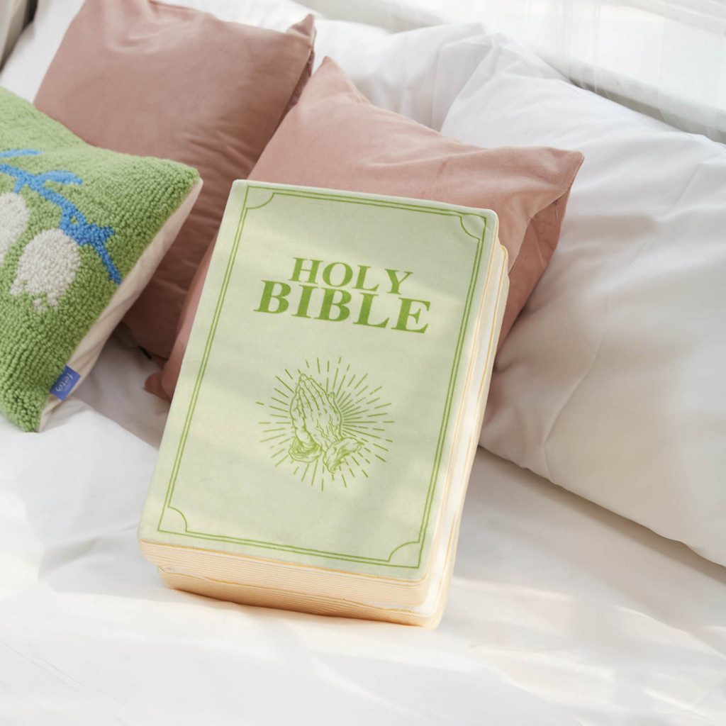 Romans 8 : 18 Green Holy Bible Book Pillow That Opens with Bible Text Scriptures Christian Gift Stuf