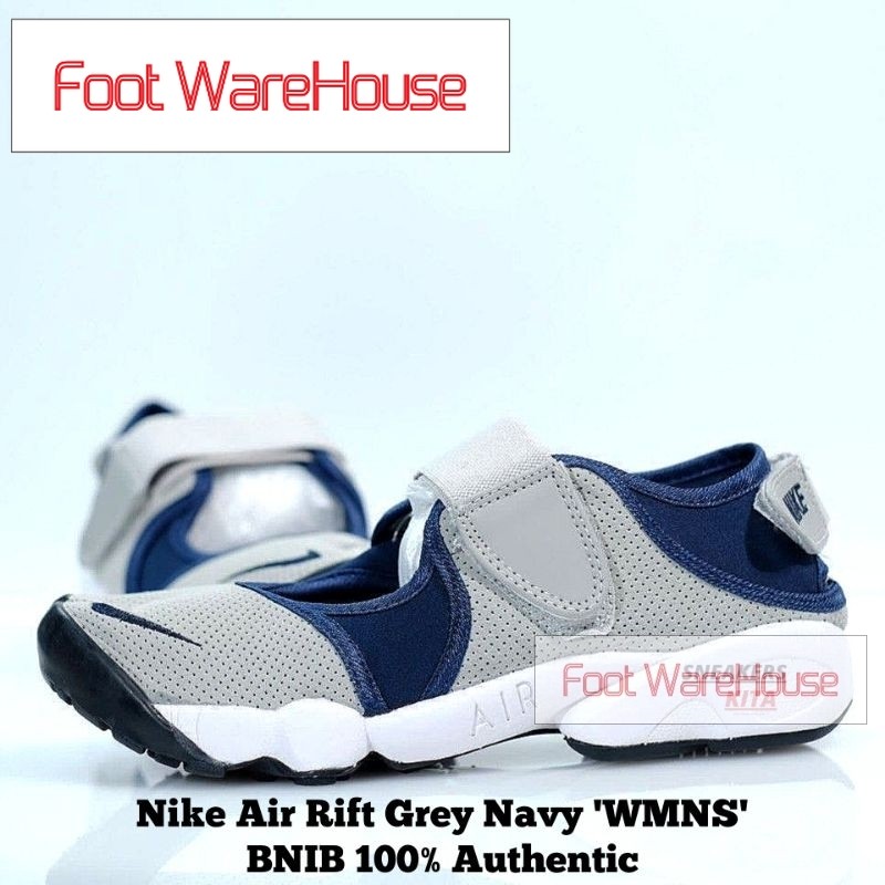[NEW] Foot WareHouse Sepatu Sandals Nike Air Rift Grey Navy BNIB Original 100% Authentic / Sepatu Ni