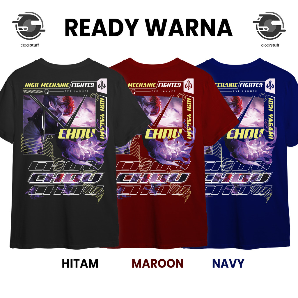 Kaos CHOU KOF Mobile Legends Fighter ML MLBB Lengan Pendek Hitam Combed 30s Pria Wanita