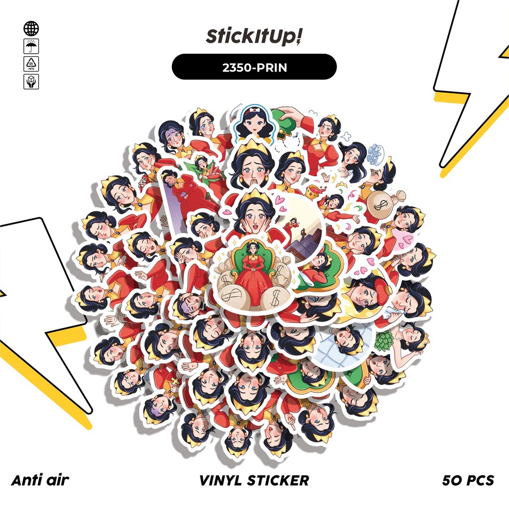

COD✨ 50 Pcs Sticker Pack FUNNY PRINCESS STICKER PACK 01 Lucu Aesthetic Vynil Waterproof untuk Freebies Sticker Buku Journal Casing HP Laptop