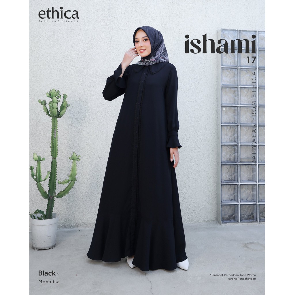 ETHICA - ISHAMI 17 Baju Gamis Wanita Polosan  - Gamis Polos Premium - Gamis Polos Simple Elegan Terb