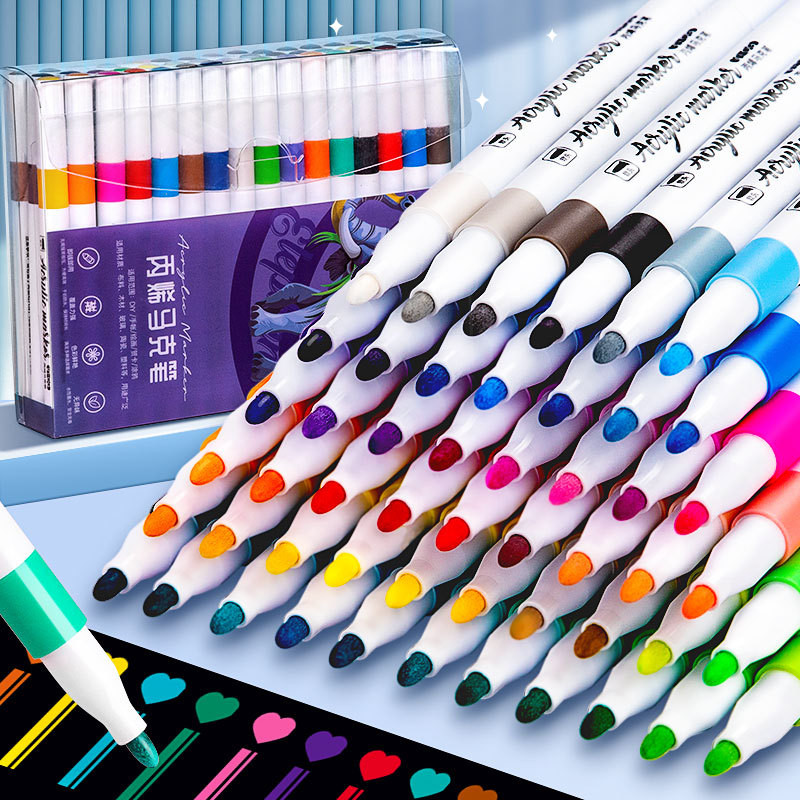 

Pen Akrilik Marker Acrylic Marker Set 12/24/36/48/60/80 Warnas Tahan Air Menggambar Kreativitas