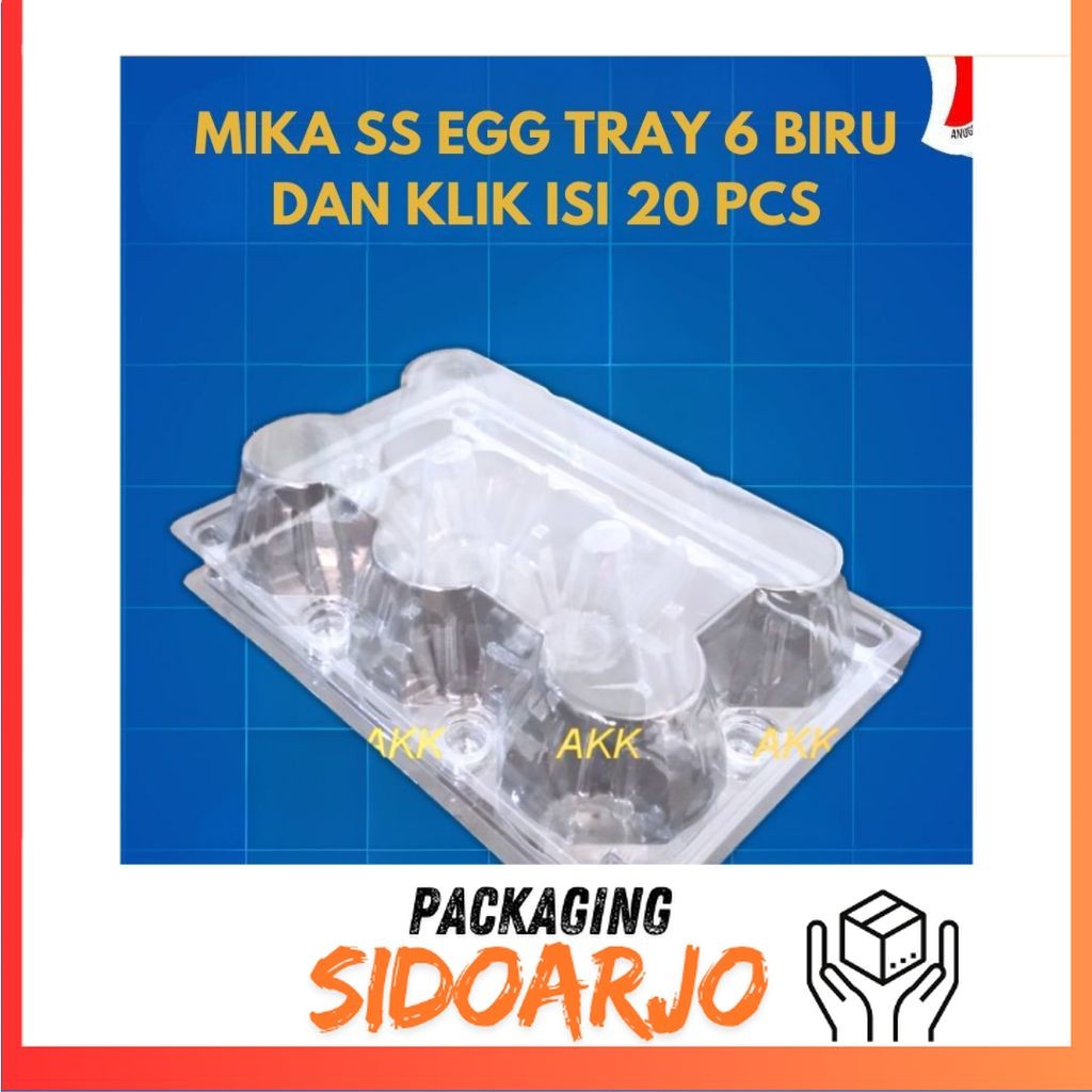 Mika Ss Egg Tray 6 Biru Dan Klik / Tray Telur Isi 6 Dengan Kancing Isi 20 Pcs