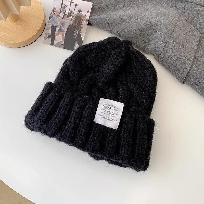 TURUNHARGA Kupluk Rajut Musim Dingin Tebal Kupluk Pompom Winter Qualitas Topi Beanie Wanita & Pria M