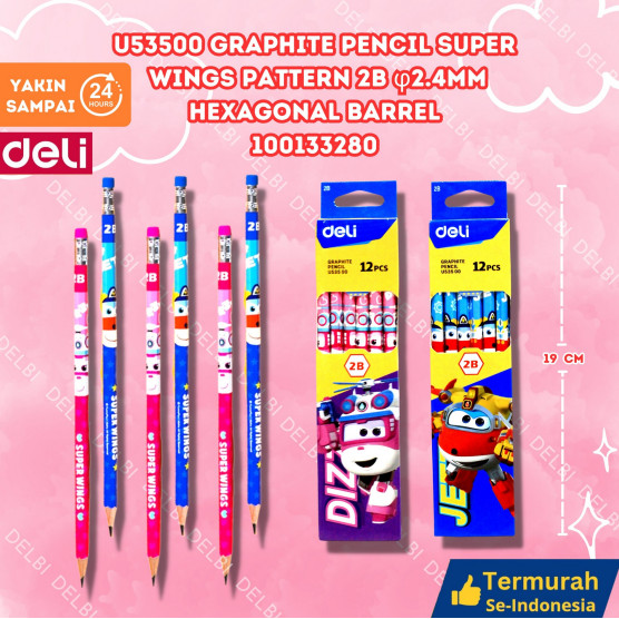 

Pensil 2B Deli Graphite Super Wings(random) 12pcs/Box EU53500 U53500 Graphite Pencil Super Wings pattern 2B 2.4mm Hexagonal Barrel