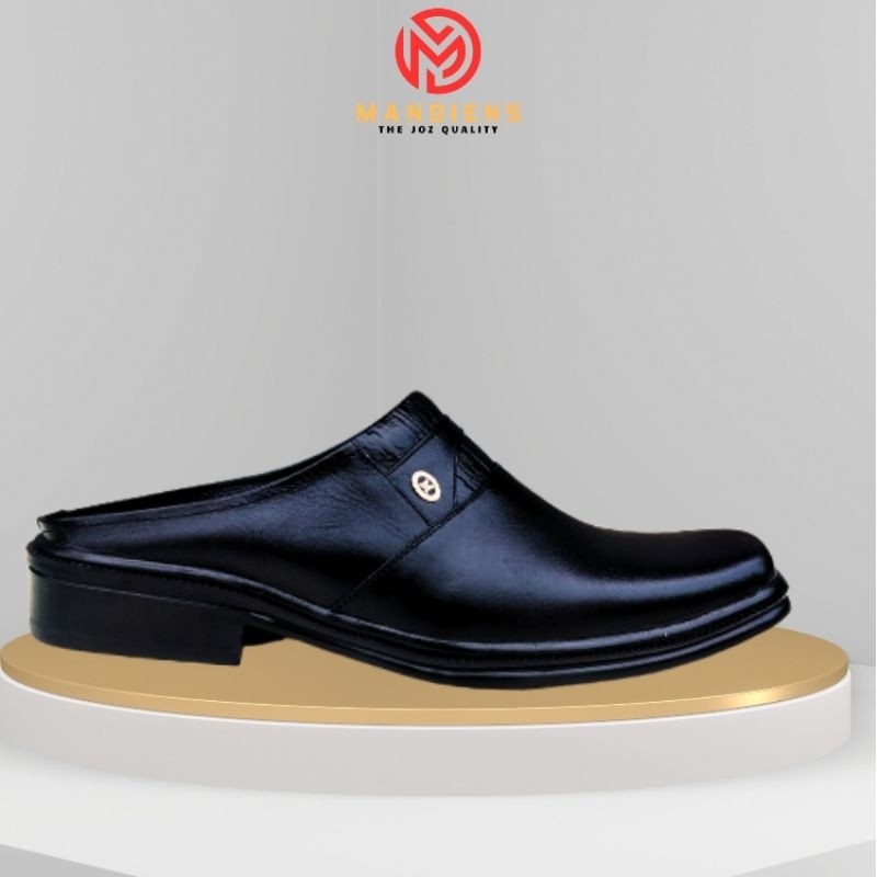 Sepatu Selop Bustong Kulit Asli Mandiens SL04 - Sandal SelopTutong Pria - Slop Pengantin Kulit