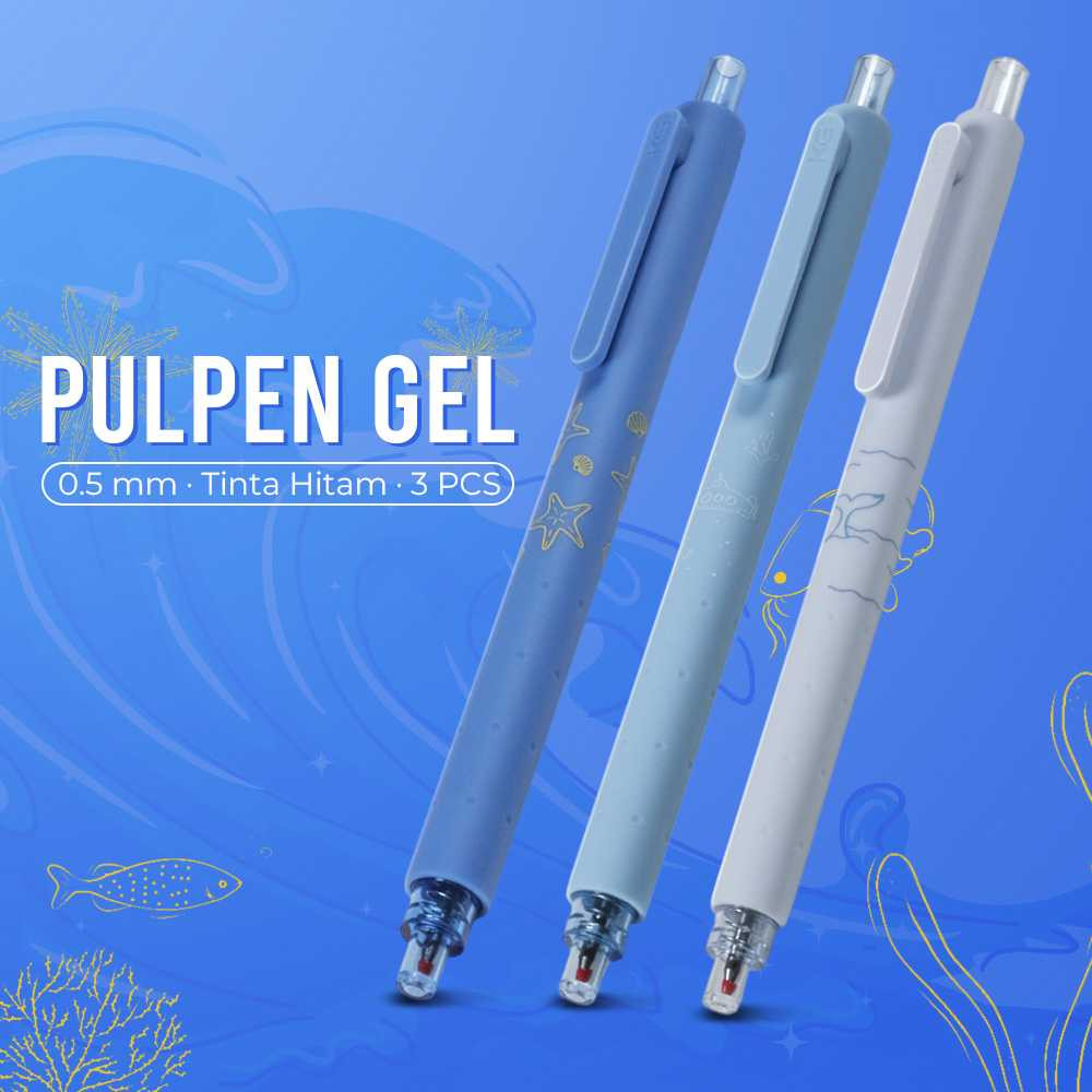 

[COD] KACO ROCKET Pena Pulpen Gel Marine Pen 0.5mm Tinta Hitam 3 PCS