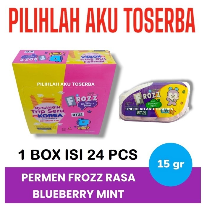 

FROZZ BLUEBERRY MINT Permen Mint Bebas Gula - ( HARGA 1 BOX isi 24 )