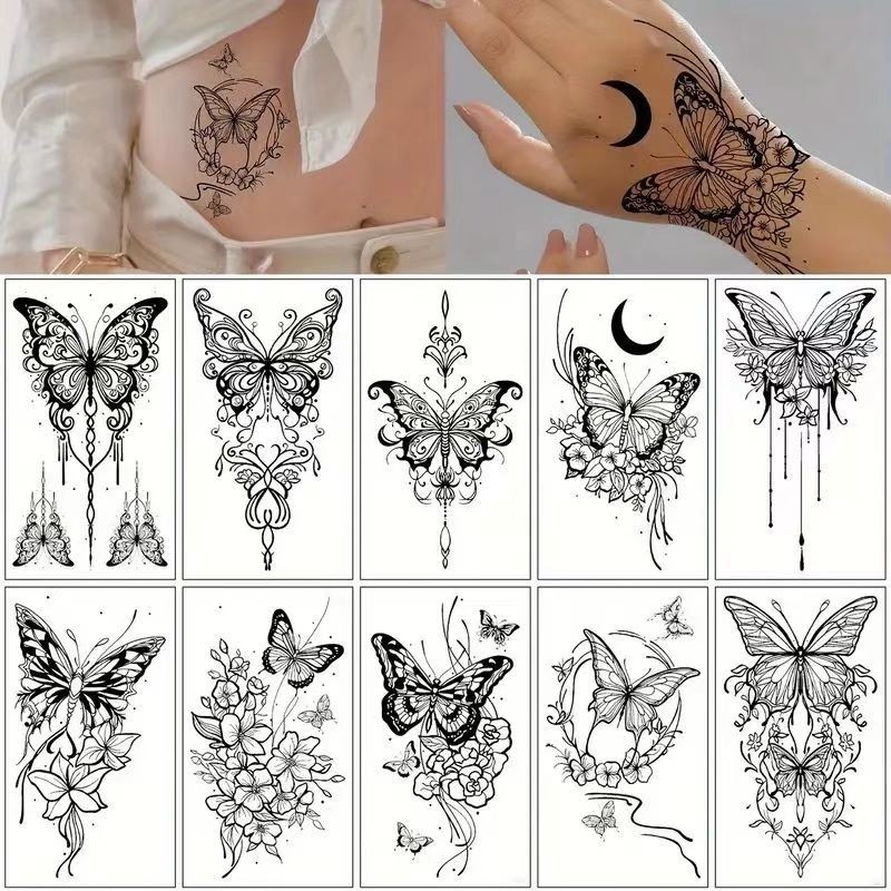 10pcs Tato Kupu Kupu Tahan Lama Tato Temporer Tahan Air Tato Butterfly Tato Stiker Tato Kupu-Kupu Ta