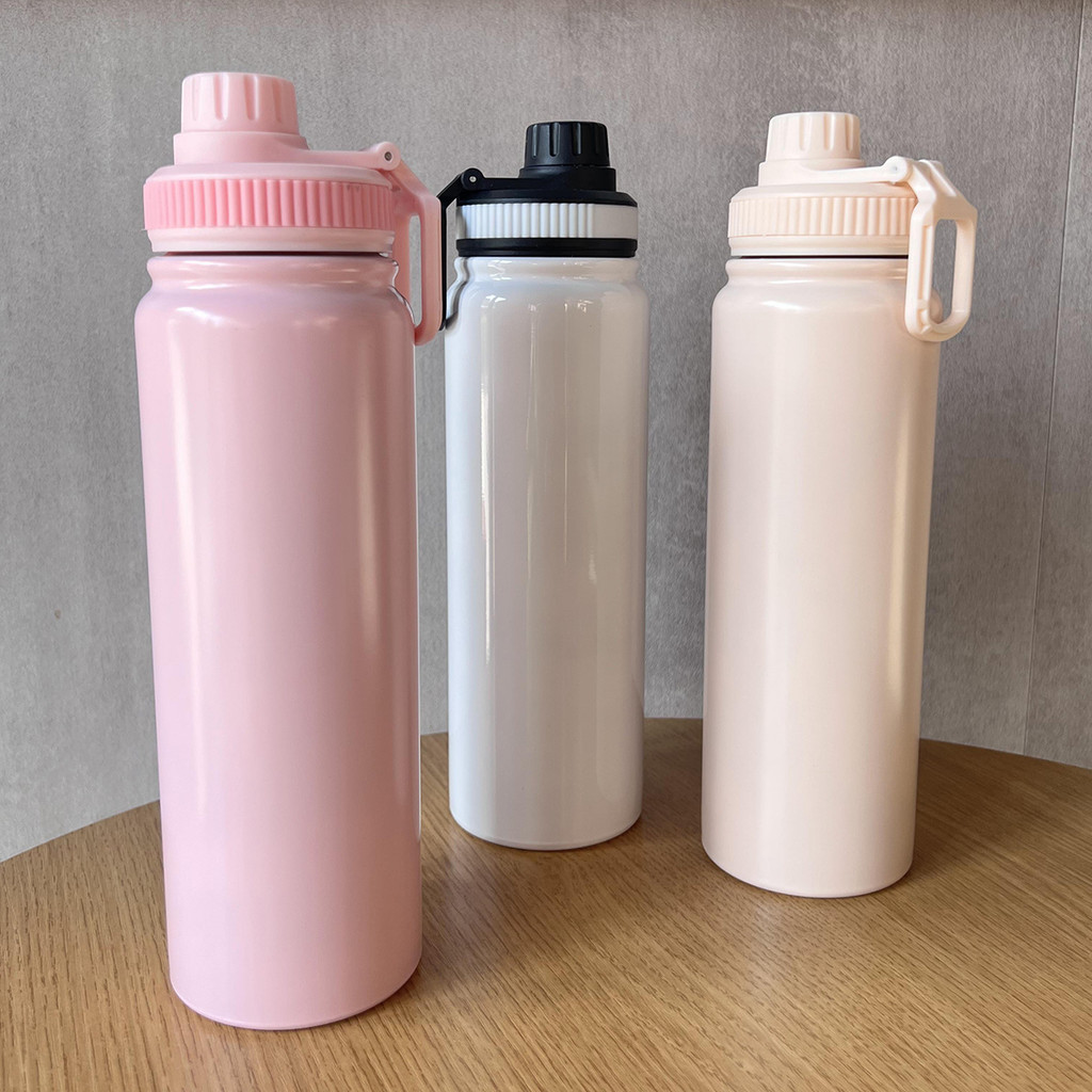 

1pc-304 outdoor handle kettle Double-layer stainless steel thermos cup gradient color space kettle Car kettle