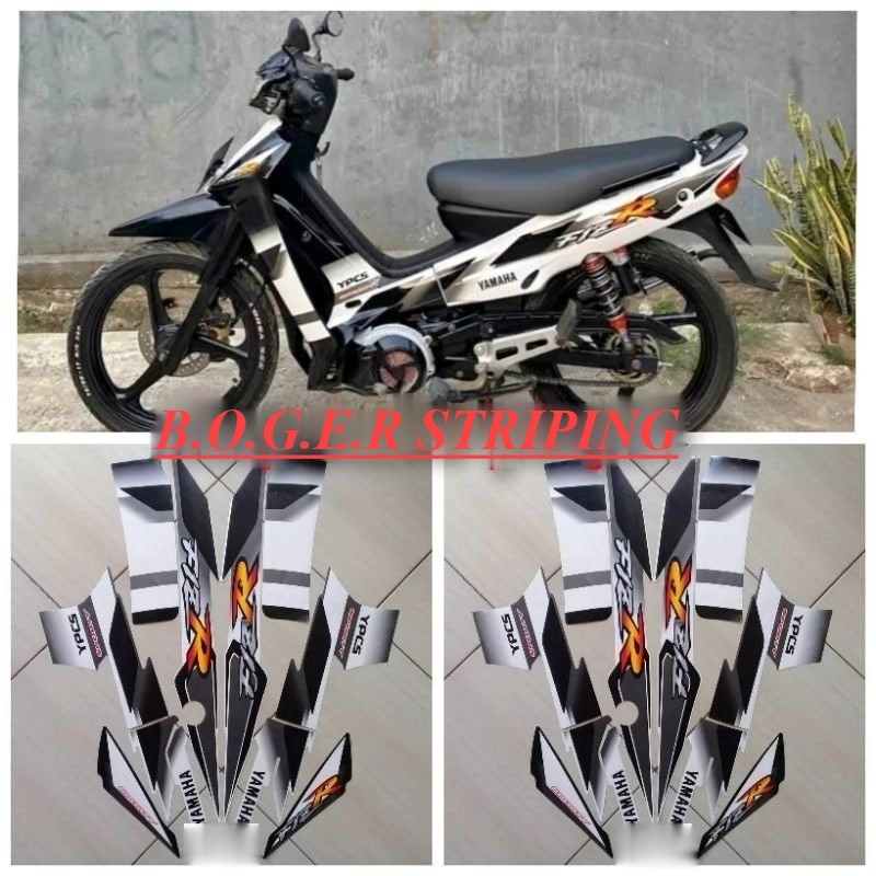 STIKER STRIPING & LIS BODY F1ZR FIZR TAHUN 2001 2002 PUTIH HITAM
