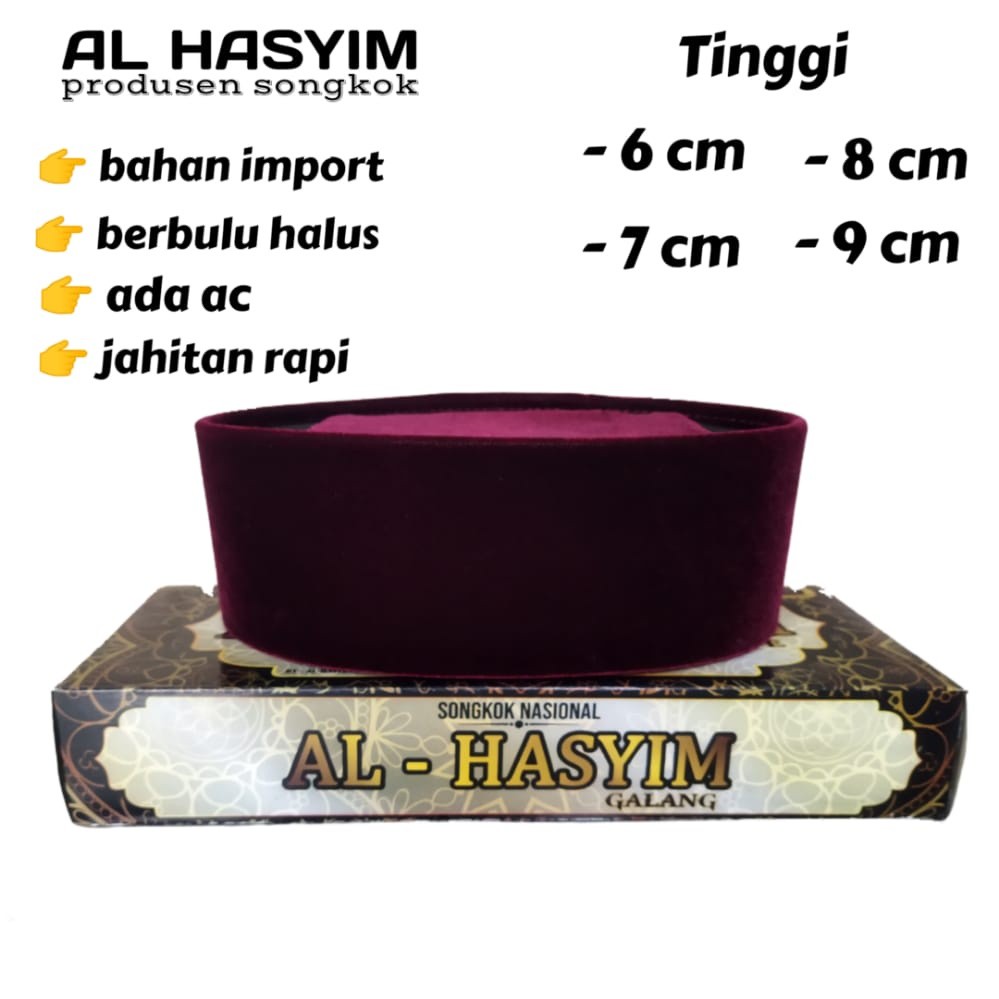 Songkok Merah Maroon Kopyah Merah Maroon Peci Merah  Maroon AC Tinggi 6cm 7cm 8cm 9cm Berkualitas Ba