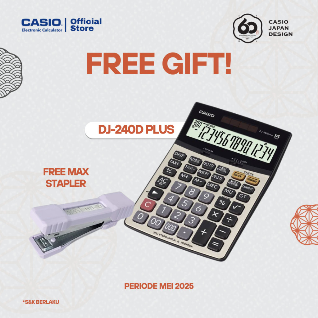 

CASIO KALKULATOR DJ-240DPLUS - KALKULATOR TOKO / DAGANG - FREE STAPLERS