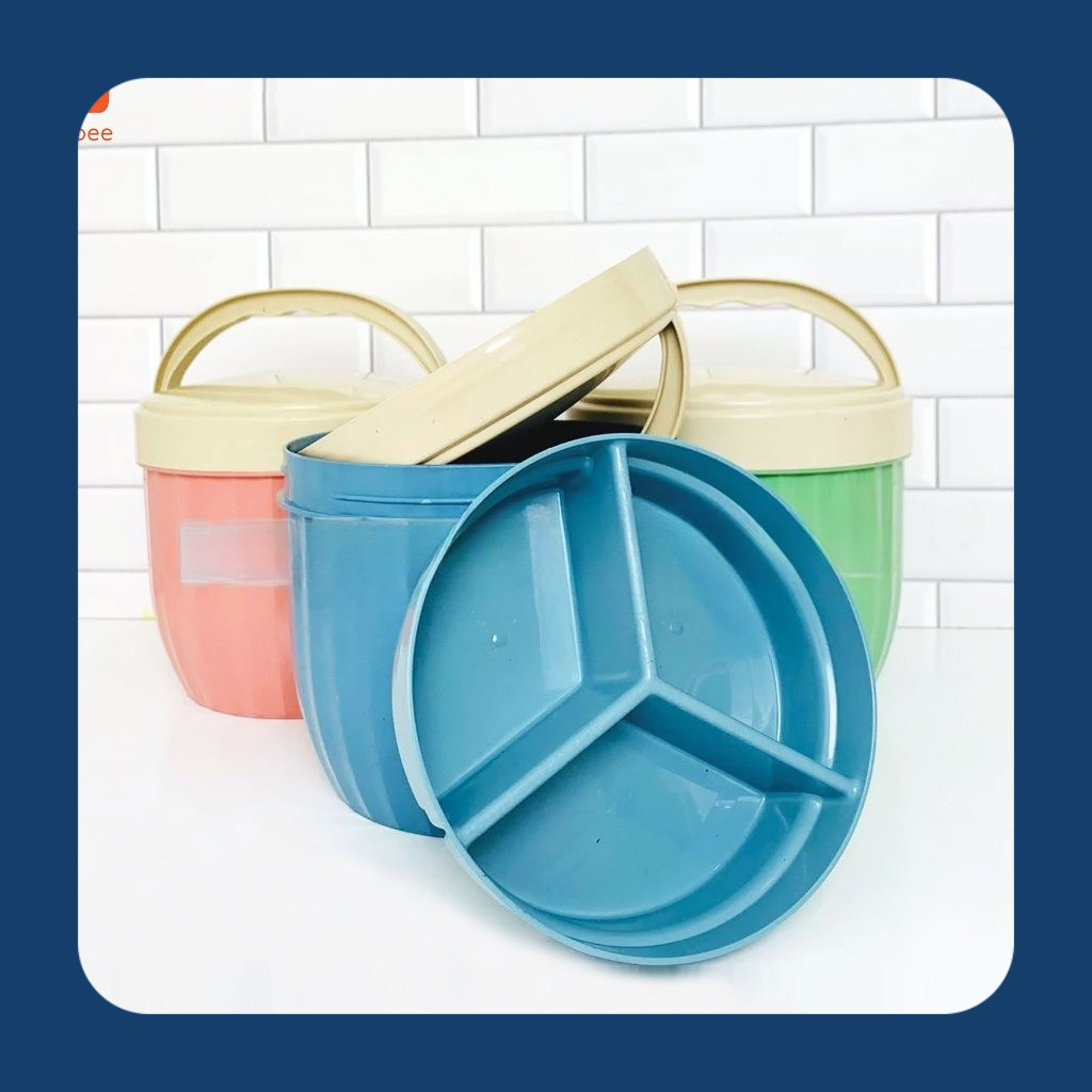 12 PCS Rantang Sekat Bekal Mini / Wadah Hajatan Unik / Rantang Nasi Plastik