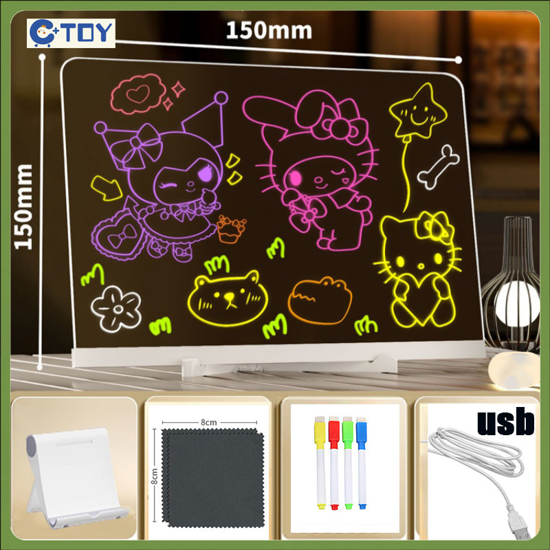 

Akrilik Drawing Papan Night Light DIY Board Lampu Papan Melukis Berpendar untuk Anak Acrylic Planner List LED AestheticCO
