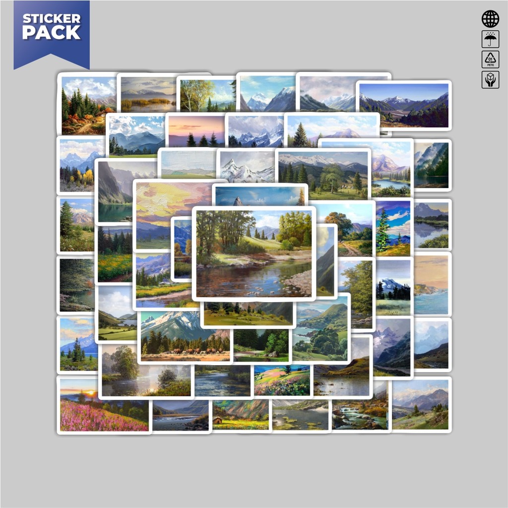 

[100PCS]Stiker Pack Stiker INS Landscape Oil Painting Aesthetic Vinyl Anti Air Dekorasi Sticker Laptop Buku Journal Koper Helm Casing HP Gitar Helm Skateboard