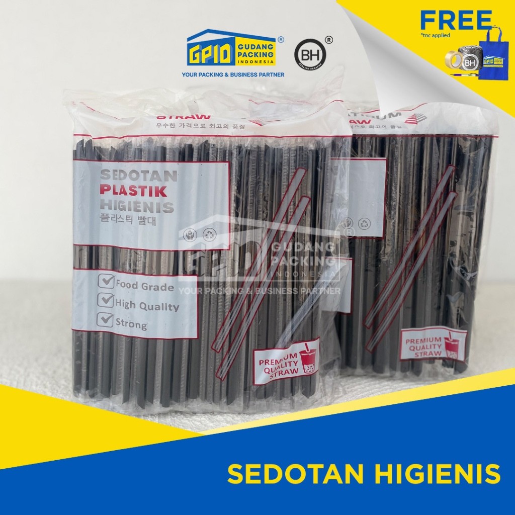 Sedotan Higienis Steril Hitam Plastik (ISI 250 PCS)