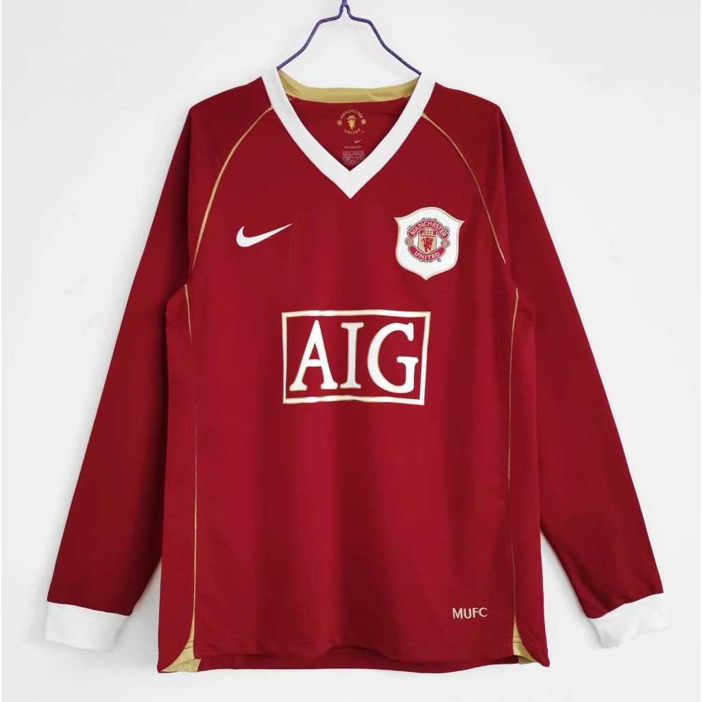 ASPORT MU MAN UNITED HOME 2006 2007 RETRO LONG SLEEVE LENGAN PANJANG  RETRO EM YU HOME 08 09 LS